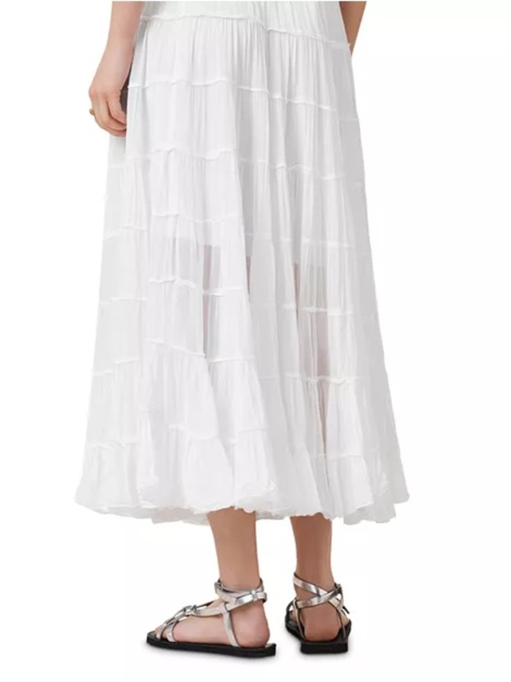 All Saints Eva Tiered Maxi Skirt Chalk White Size US 0 - Picture 5 of 13